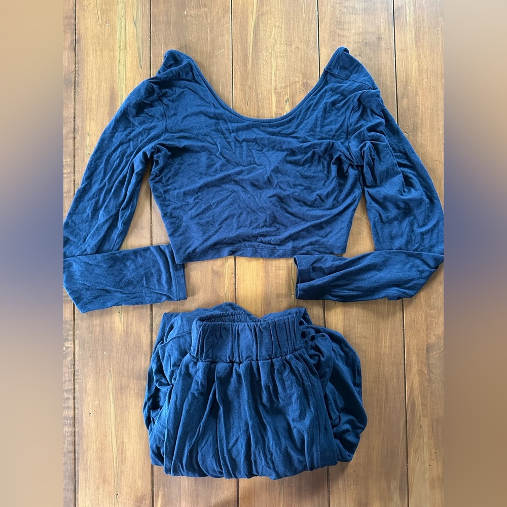 Free People Wide Leg Pants & Crop Top Set S